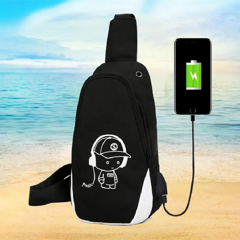 

Многофункциональные модные мужские сумки через плечо, нагрудная Сумочка с USB-зарядкой для коротких поездок, светящаяся нагрудная сумка для молодых мужчин, одна сумка на плечо