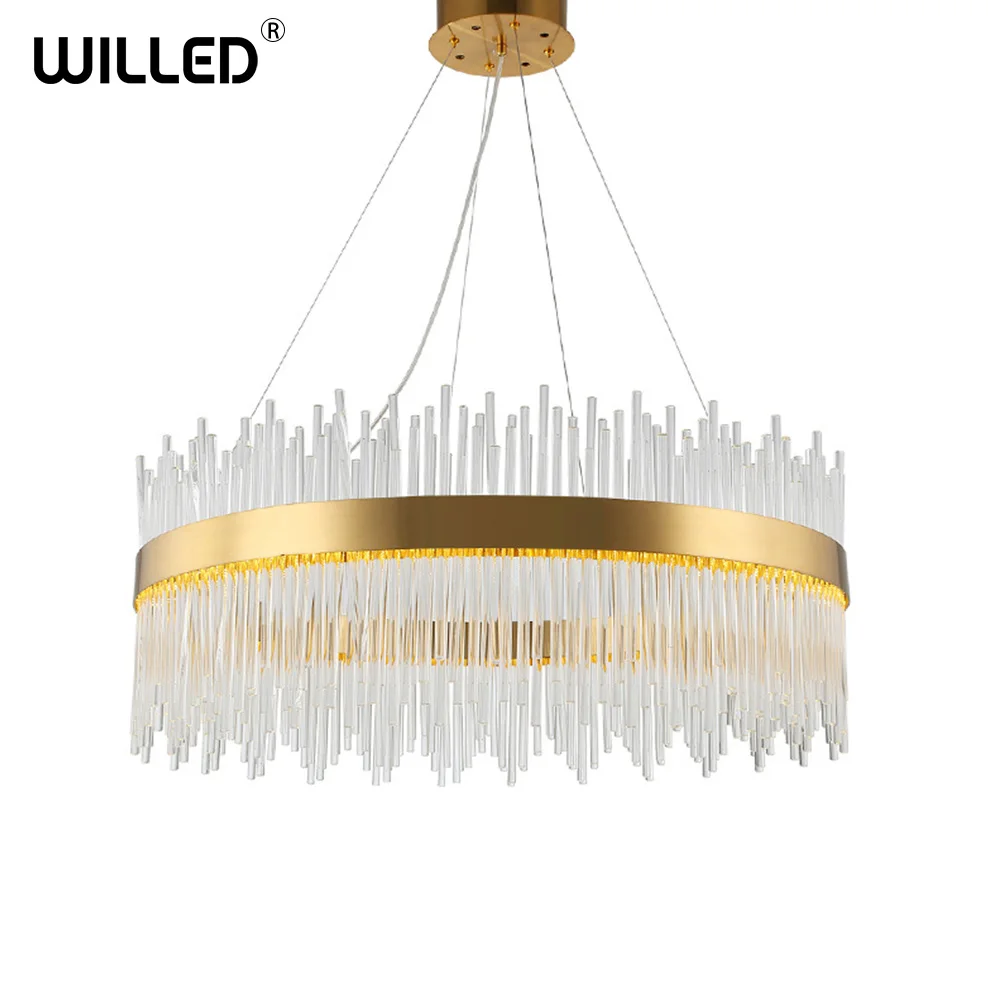 

crystal hanging lights pendant lamp luxury loft for living meeting room Christmas home decor lighting Iron luminaire round lamps