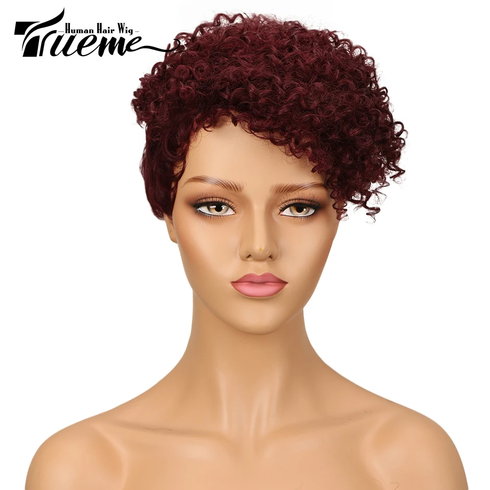 Trueme Клиренс парик бразильский кудрявый из человеческих волос короткий Pixie Cut