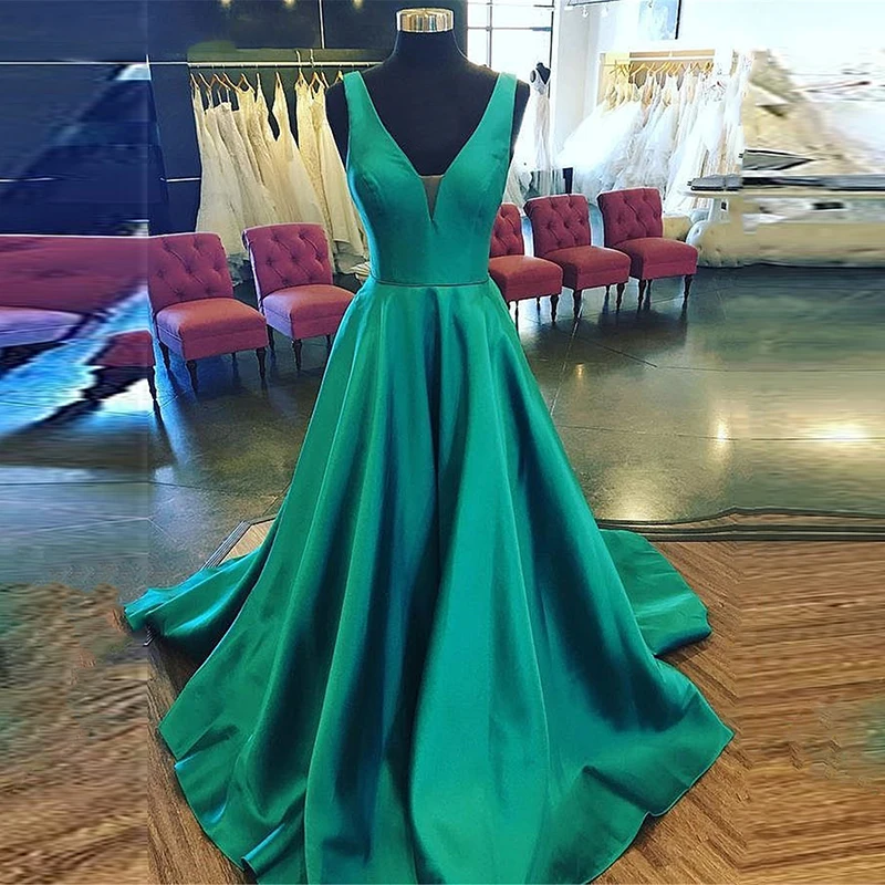 NBS014 зеленое роскошное Атласное Вечернее платье цена сексуальное простое недорогое платье для выпускного платья для девочек на заказ