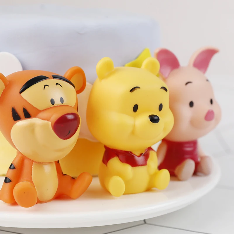 Cute Cartoon pink pig tiger and yellow bear Happy Birthday Cake Topper Decoration for Party Supplies Boy Girl Baking Love Gifts