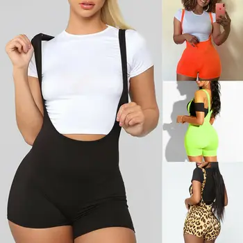

Women's Summer Skinny Playsuit Romper Shorts Overalls Casual Sleeveless Backless Female Slim Street Clubwear