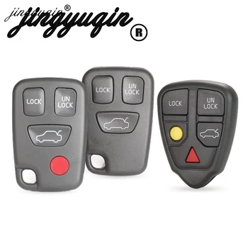 

jingyuqin 3/4 Buttons Remote Fob Car Key Shell for Volvo S70 V70 C70 S40 V40 XC90 XC70 Replacement Uncut Blade Car Key Case