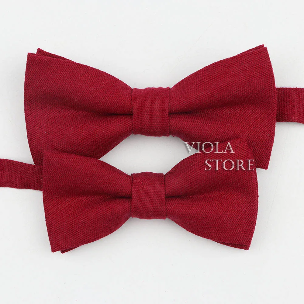 25 Colors Parent-Child Bowtie Sets Linen Kids Pet Men Butterfly Brown khaki Beige Casual Bow Tie Gift Accessory bow ties