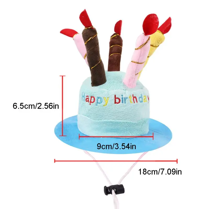 

2 Pcs Small Cats and Dogs Pet Birthday Hat Cake and Candles Design for Theme Pet D0AC
