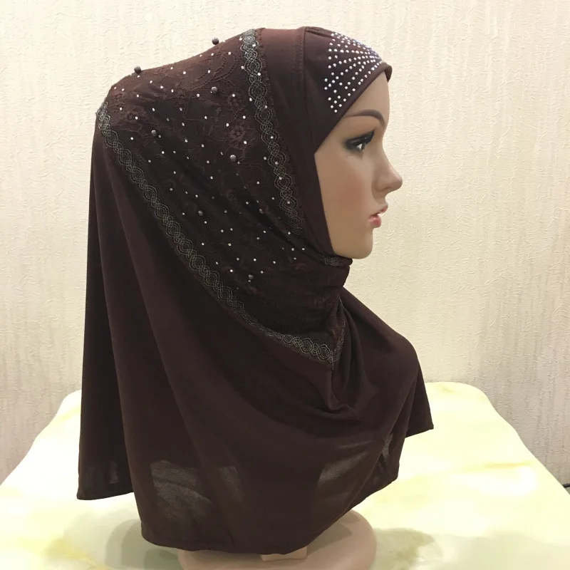 Хиджаб с кружевом шарф для мусульманских женщин и девушек Instand Hijabs шапочка