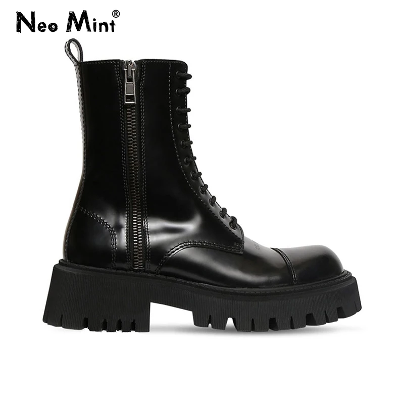 Роскошные брендовые дизайнерские ботинки на платформе; Женские ботильоны из лакированной кожи на молнии сбоку; Женские ботинки в байкерском стиле; Женская обувь|Полусапожки|   | АлиЭкспресс
