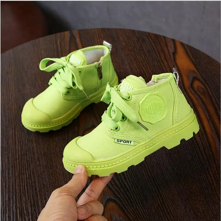 Осенние новые детские ботинки карамельного цвета для мужчин и женщин, детская повседневная уличная спортивная обувь - Цвет: Зеленый