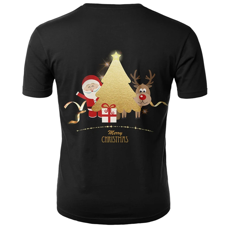 Летняя футболка с 3D принтом, Мужская и Женская рождественская одежда, уличная одежда с Санта Клаусом и оленем, забавная Рождественская 3d футболка размера плюс