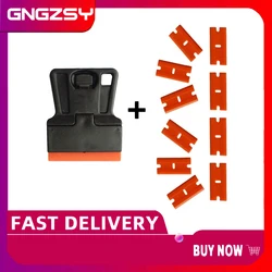 Petit grattoir avec 10 pièces en plastique à double tranchant, pour voiture, colle d'emballage, outils de nettoyage d'écran mobile E19 + 10P 