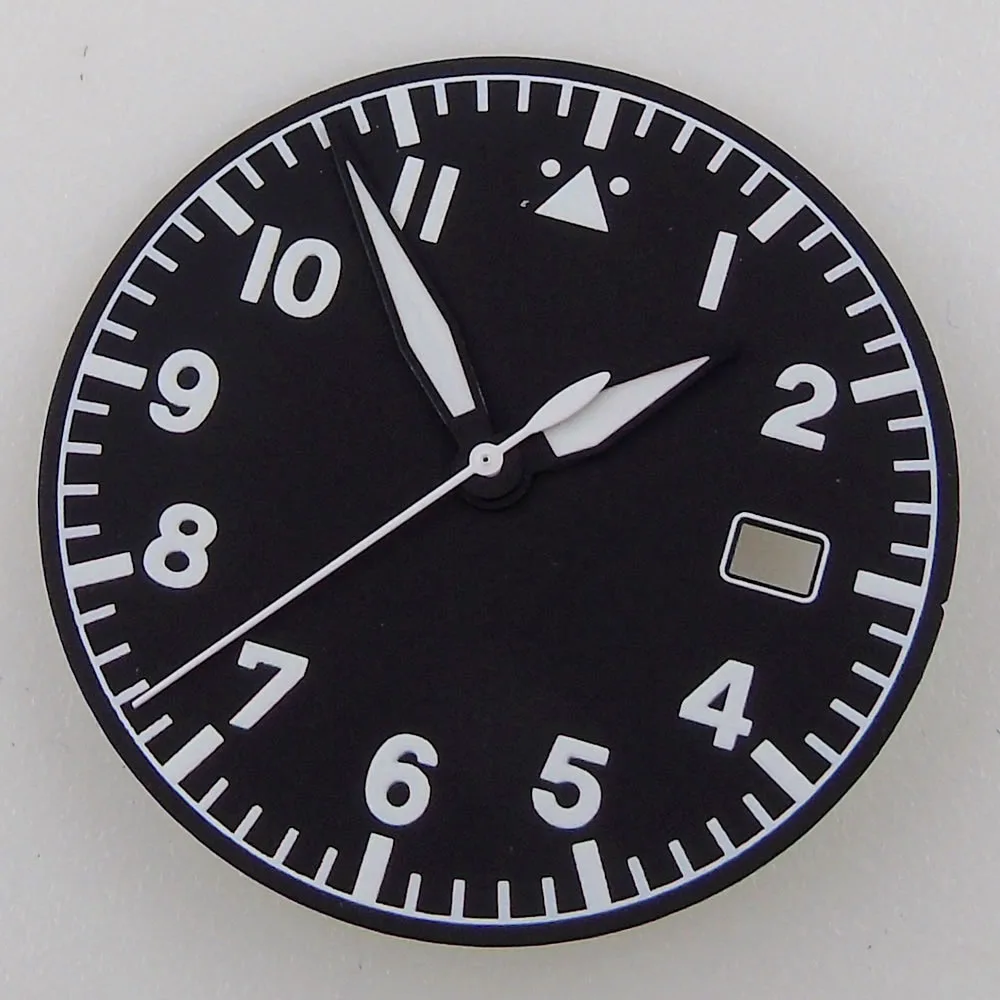 Pilot Watch Dial with Green Lume - 33.6mm, Available in Black, Blue, Green, and Coffee Colors