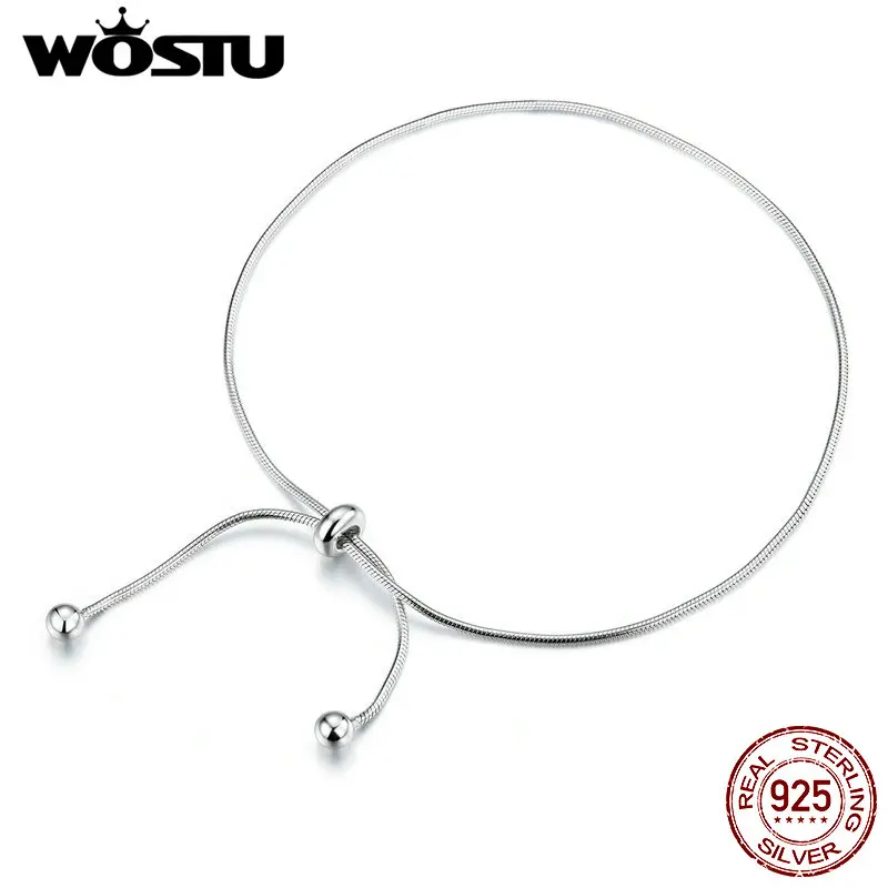 WOSTU Silver Anklet Summer New 925 Sterling Silver Simple Chain Anklet for Women Fashion Sterling Silver Fine Jewelry CQT016 WOSTU Silver Anklet Summer New 925 Sterling Silver Simple Chain Anklet for Women Fashion Sterling Silver Fine Jewelry CQT016