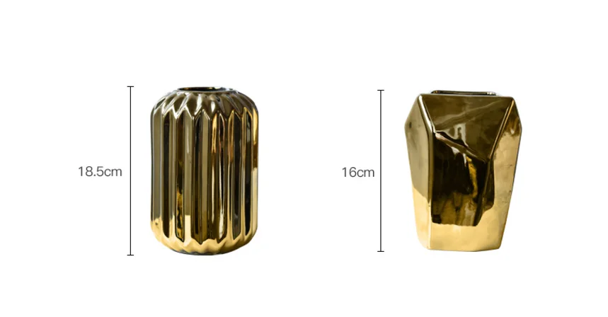 Light luxury Nordic gold plating geometric ceramic vase creative simple home living room bedroom shop art decoration ornaments