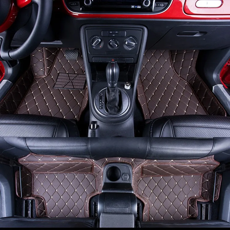 Объемные кожаные автомобильные коврики водонепроницаемый ковер для Volkswagen Beetle 2013 левый руль - Название цвета: Коричневый