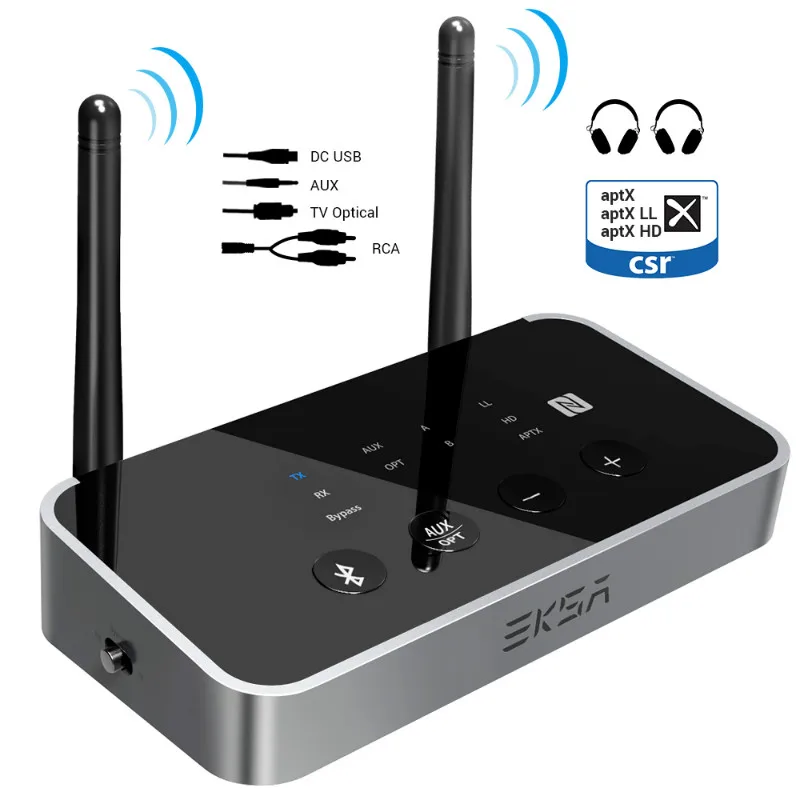 EKSA 3 in 1 Bluetooth 5.0 Ricevitore Audio Trasmettitore AptX LL/HD Per La TV Altoparlante pc per a