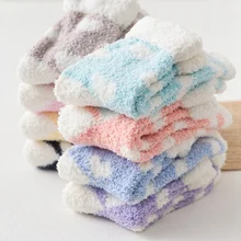 Карамельные теплые милые зимние повседневные женские носки с сердечками пушистые теплые махровые носки короткие милые хлопковые носки для женщин