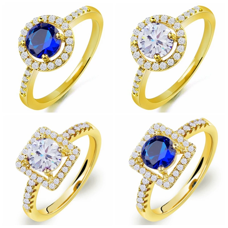 Классические кольца на палец с кристаллами и кубическим цирконием класса ААА