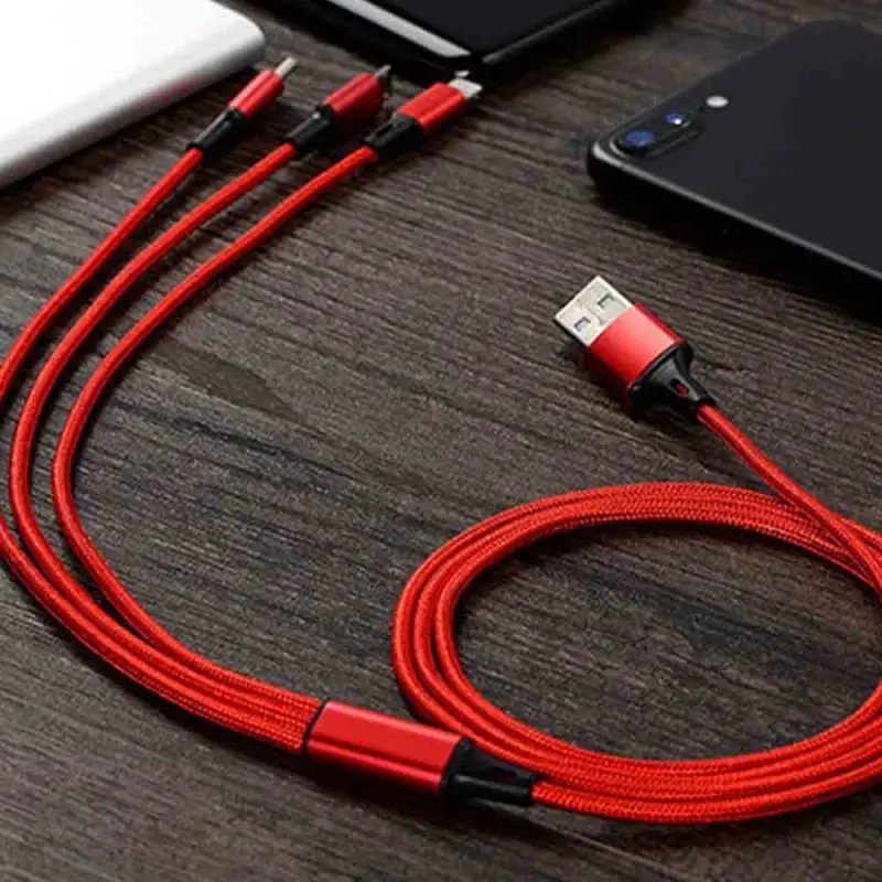 3 в 1 8Pin usb type C Micro USB кабель для iPhone 8X7 6 6S Plus samsung Nokia USB быстрая зарядка кабели нейлоновый шнур универсальный