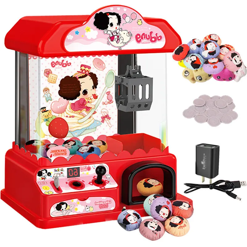 Ddung er tong jia Crane Machine Toy Small Household Mini Catch Crane Machine Game Console Folder Doll Candy Machine