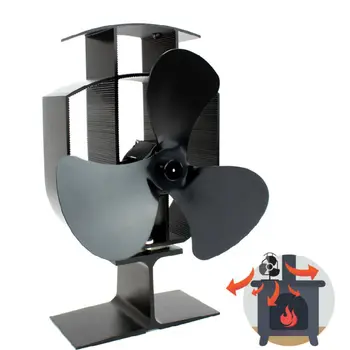 

1PC Stove Fan Fireplace Stove Fan 3 Blades Efficient Heat Distribution for Large Room