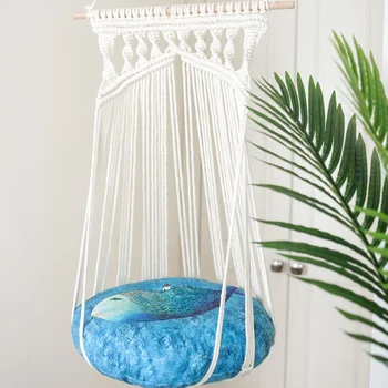 

Boho Cat Swing Cage Handmade Macrame Pets Support Nordic Pet House Cat Hanging Sleeping Chair Seats Toy Health99
