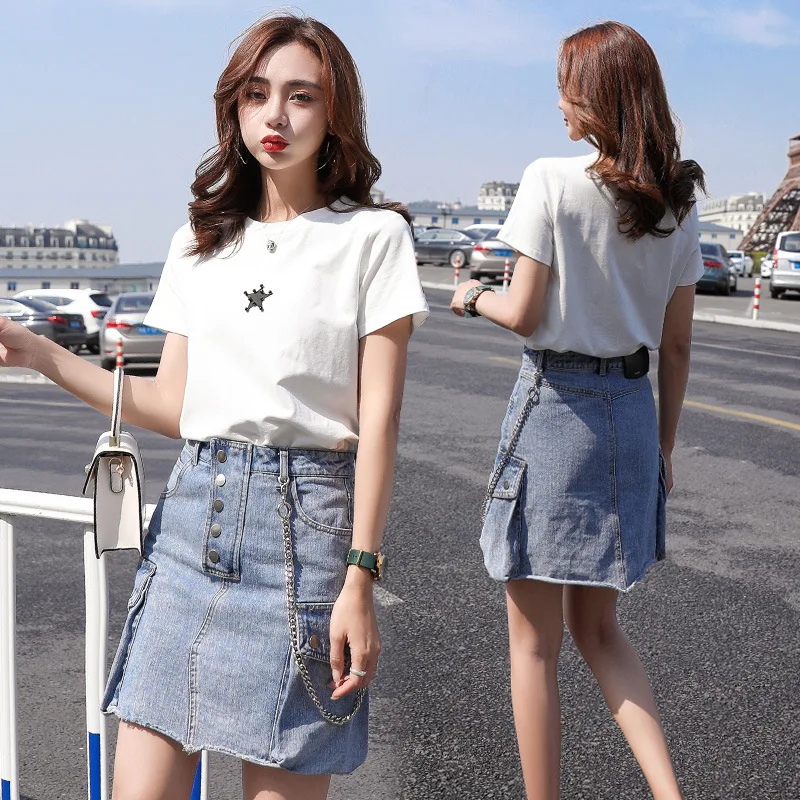 

Simple Cool Mixed Colors 2019 Summer Fashion Comfortable Skirt