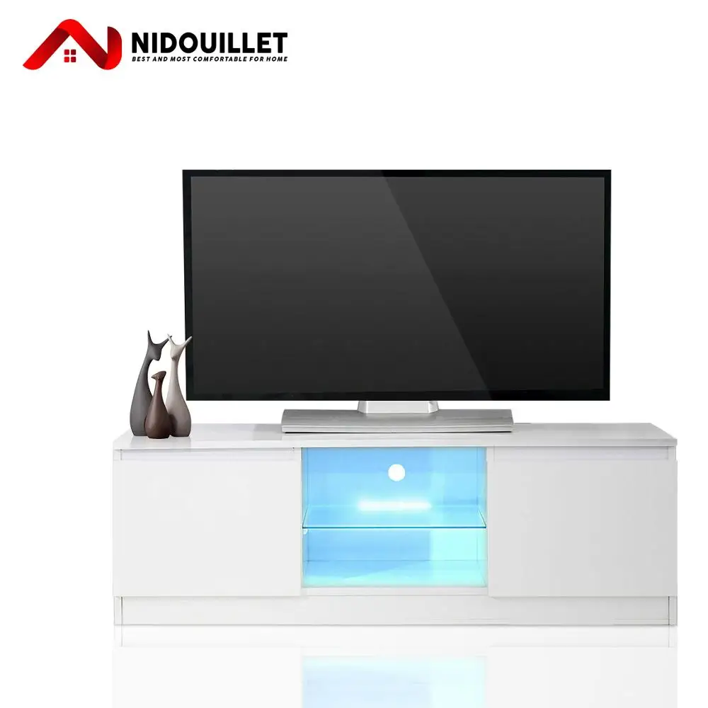 

Nidouillet TV Cabinet Multi-function European Style TV Stand Living Room Furniture with Storage Shelves LED Light Cabinets AB070