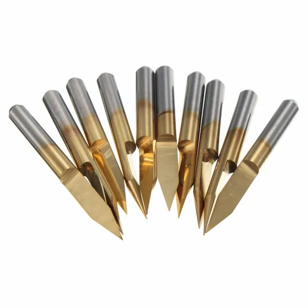 10x 60 Degree 0.2mm Titanium Coated Carbide PCB Engraving Bits CNC Router Tool
