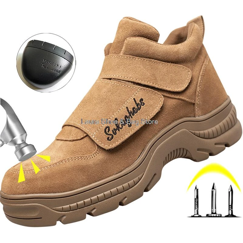 Zapatos de seguridad de trabajo para hombre, botas de soldador antichispa, altas, de invierno|Botas de seguridad y de trabajo| -