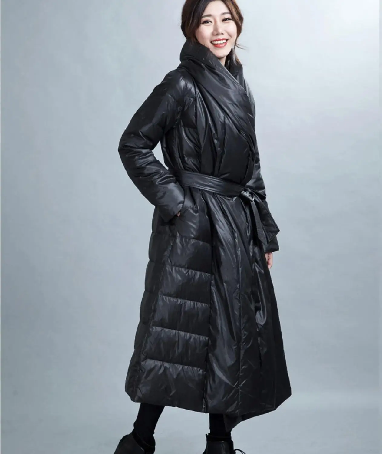 

2019 New Winter Women's Jacket Women's Duck Down Jacket Fashion Long Black Down jacket