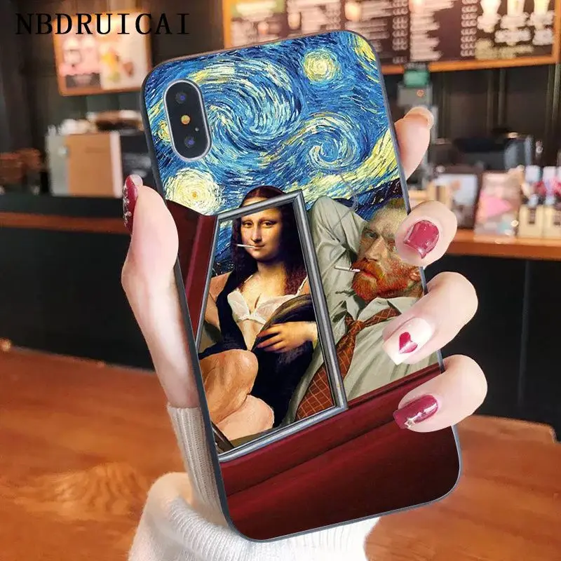 Fun5S Funny Cartoon Phone Case Leonardo da Vinci Mona Lisa Pat Cat