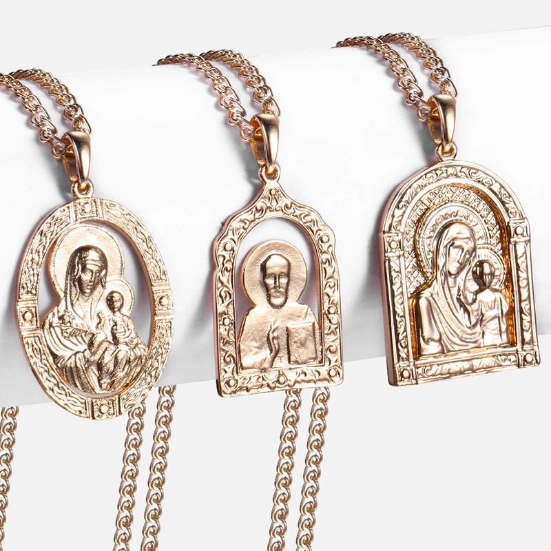 Virgin Mary Jesus Pendant Necklace For 