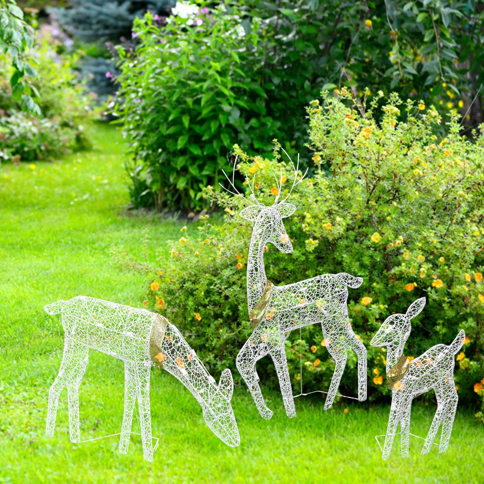 Decoration cerf, biche et faon metal rouillé, déco jardin, Noël