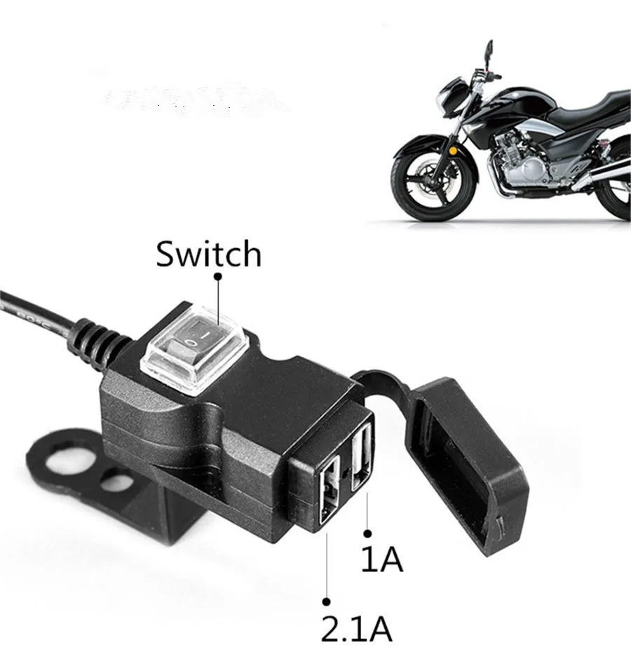 

5 в 1 а/2,1 а адаптер для телефона GPS мотоцикла USB разъем питания гнездо водонепроницаемый двойной USB порт зарядное устройство на руль мотоцикла
