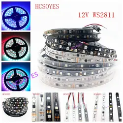 DC12V WS2811 1 м/3 м/5 m 30/48/60 светодиодов/m 5050 SMD RGB Smart Pixel Led Адресуемых WS2811IC черный/белый печатных плат