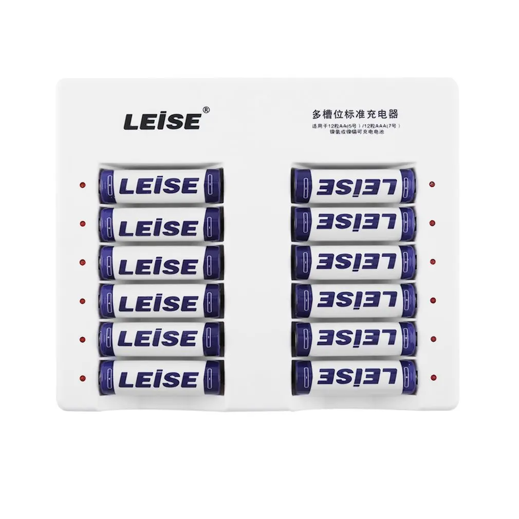LEISE 12 шт. 2200 мАч AA Ni MH батареи + слотов Смарт перезаряжаемые батарея зарядное