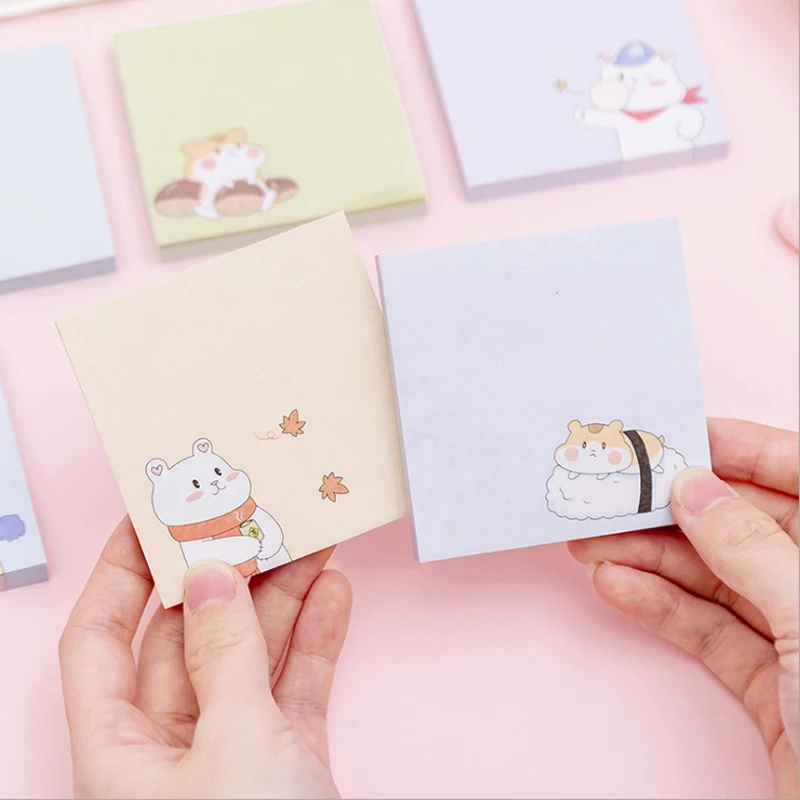 

1pack /lot Cartoon Four Seasons White Bear Hamster Paper Self-Adhesive N Times Memo Pad DIY Diary Sticky Office School Supplie