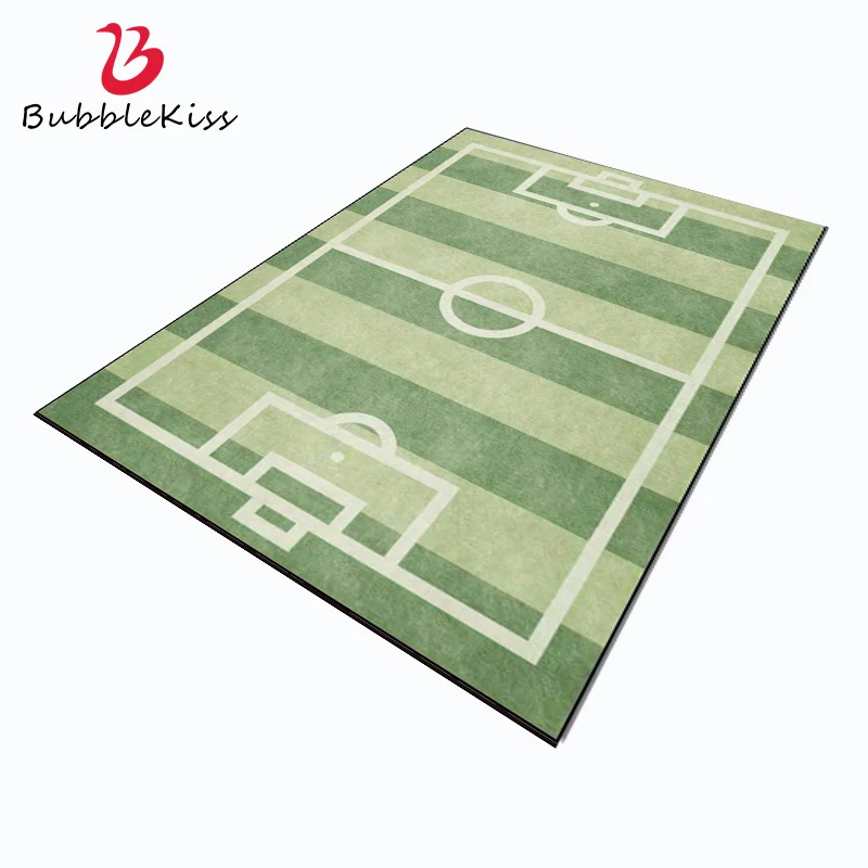 

Bubble Kiss-3D Carpet for Home Living Room, Green Football Field Pattern, Bedroom Rug, Delicate Non-slip Bedside Door Mat