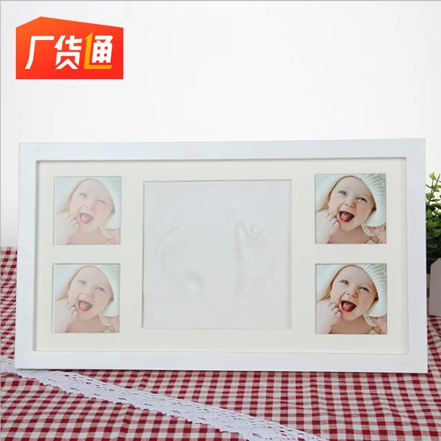 

New Style Baby Hand-Foot Inkpad Infant Hand And Foot Prints Frame Set Baptism Anniversary Baby Hair