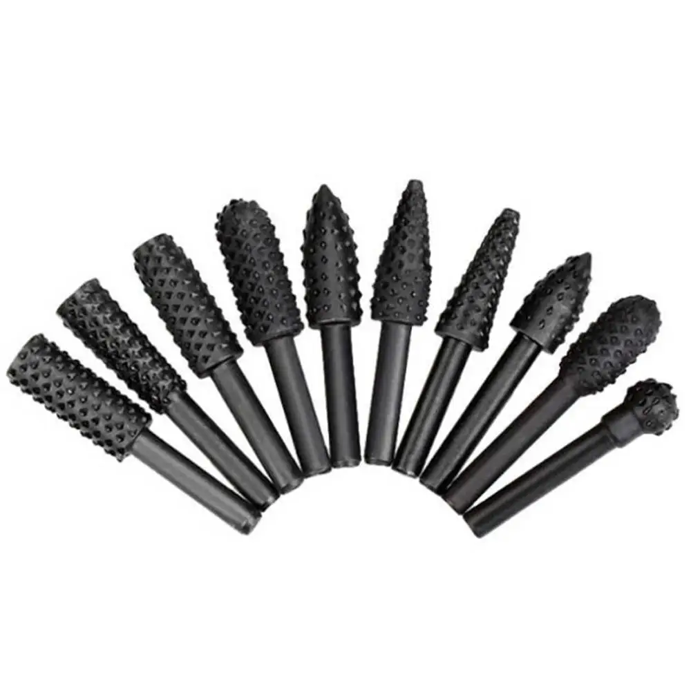 10pc Деревообрабатывающий Электрический роторный файл 5/10 шт набор черный Электроинструмент деревообрабатывающий Rasp долото в форме вращающийся - Цвет: 10pc