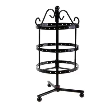 

3 Tiers 72 Holes Round Earrings Display Rack Metal Rotating Jewelry Stand Holder