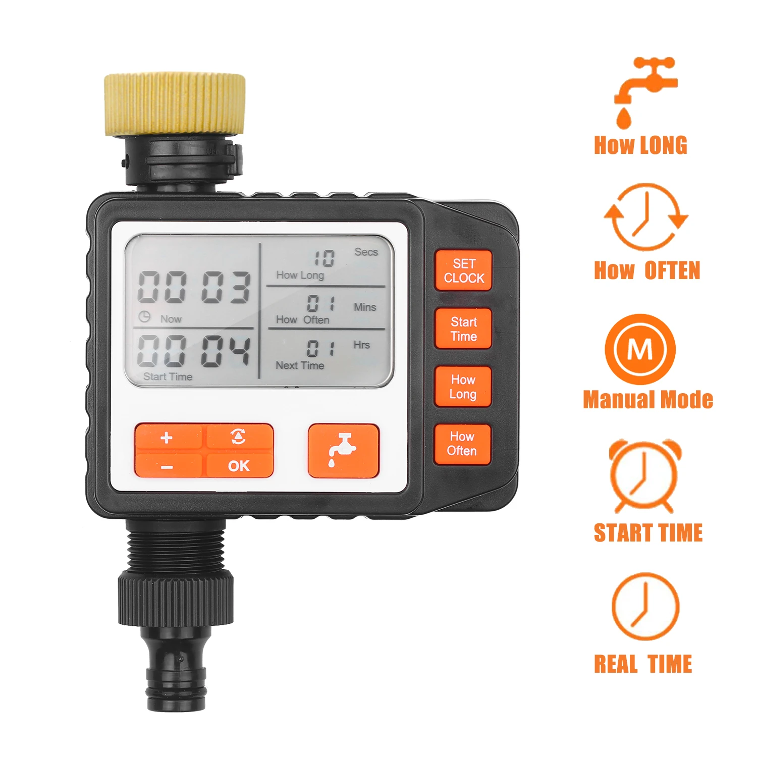 Digital Water Timer Programmable Outdoor Single Outlet Automatic On Off Water Faucet Hose Timer Irrigation System Controller 