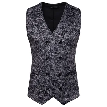 

Mens Black Double Breasted Vest 2019 Sexy Leopard Print Suit Vest Men Slim Fit Nightclub Casual Waistcoat Chalecos Para Hombre
