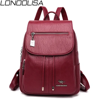 

High Quality Soft Leather Women Backpack Fashion Simple School Bags For Teenage Girls Large Capacity Waterproof Travel Backpacks