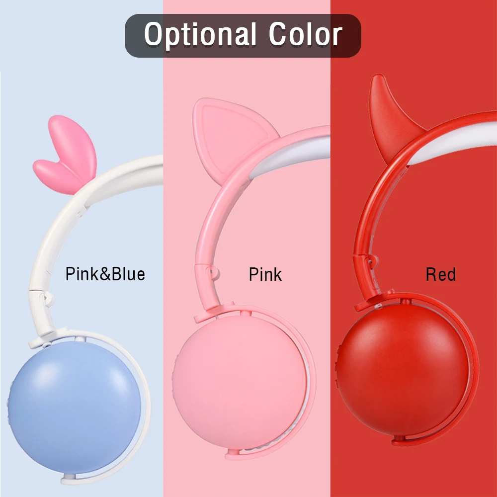 Foldable Cute Cartoon Wireless Bluetooth 5.0 Headphones for Girl Kids Stereo Misc Gaming Headphone with Mic Support 3.5mm Jack