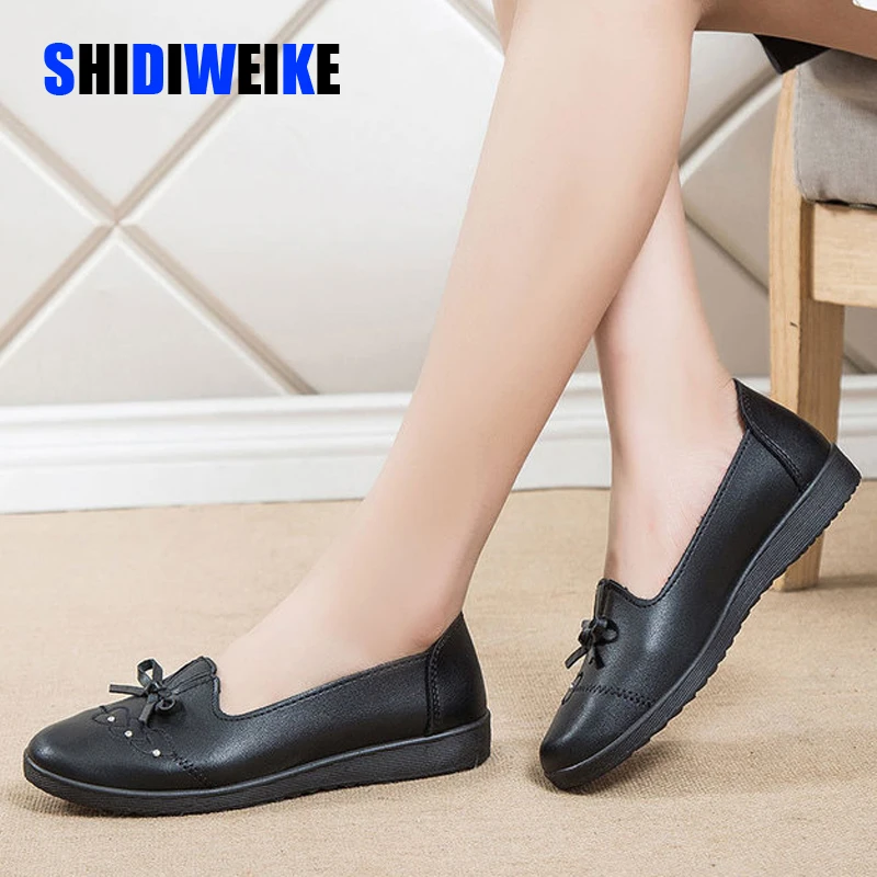 

Plus size 35-41 new women flats round toe Butterfly-knot PU leather shoes woman Casual Loafers slip on Oxfords female shoes I242