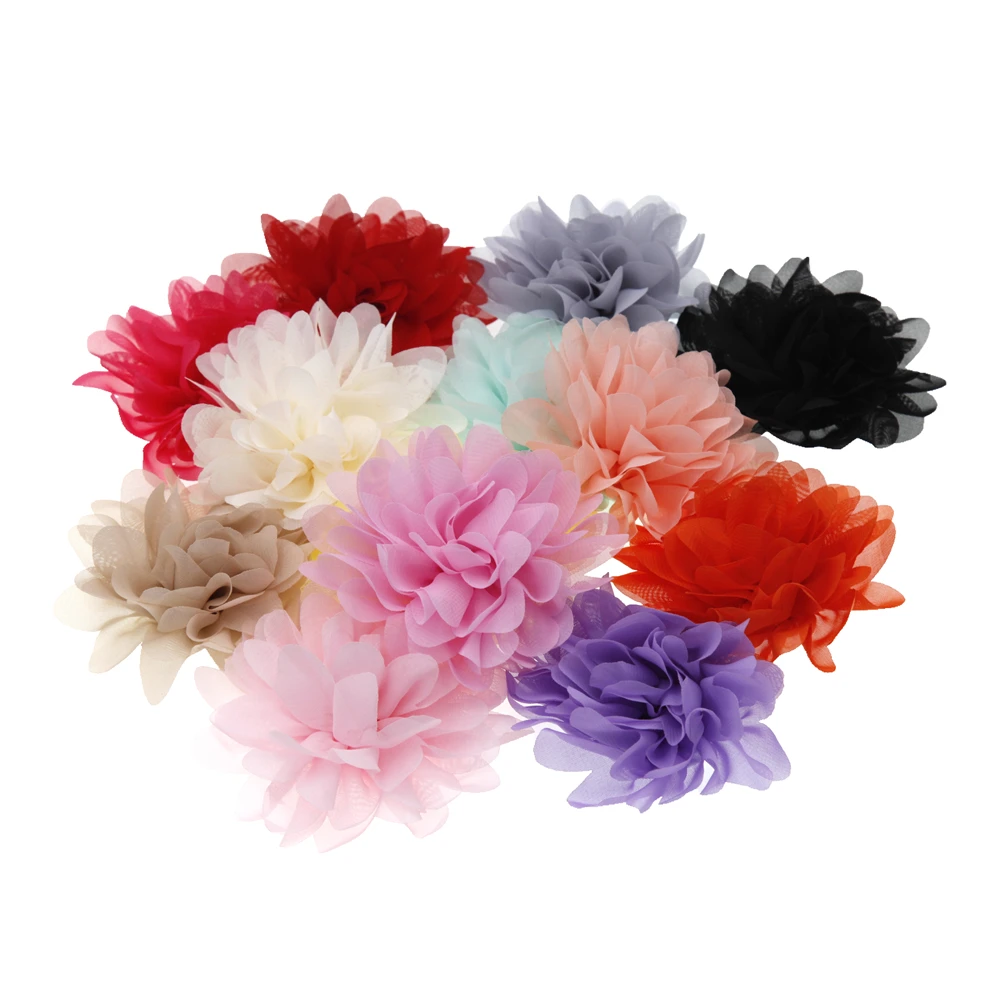 

10cm baby handmade chiffon fabric DIY flowers accessory without headband No clips hairband children hair accessories 10Pcs/Lot