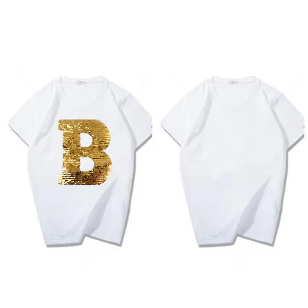 ShinEquin мода B флип двухсторонние патчи для одежды Diy Реверсивные изменения цвета блестки письмо патч наклейки футболка