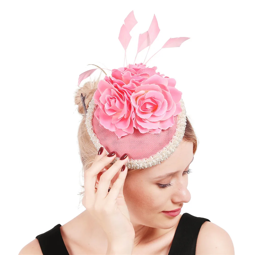 Сетчатая шляпа для женщин Вуалетка праздника свадьбы аксессуары волос с перьями