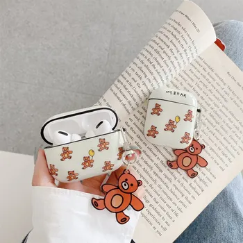 

for AirPods Pro 3 Cases For Airpods 2 Case Cute Korea Bear Cartoon Keyring Silicone Wireless Headphone Case for Air Pods2 /3 Pro